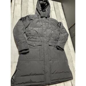 Swiss Tech Black Winter Parka Coat Size Large L With Removable Hood